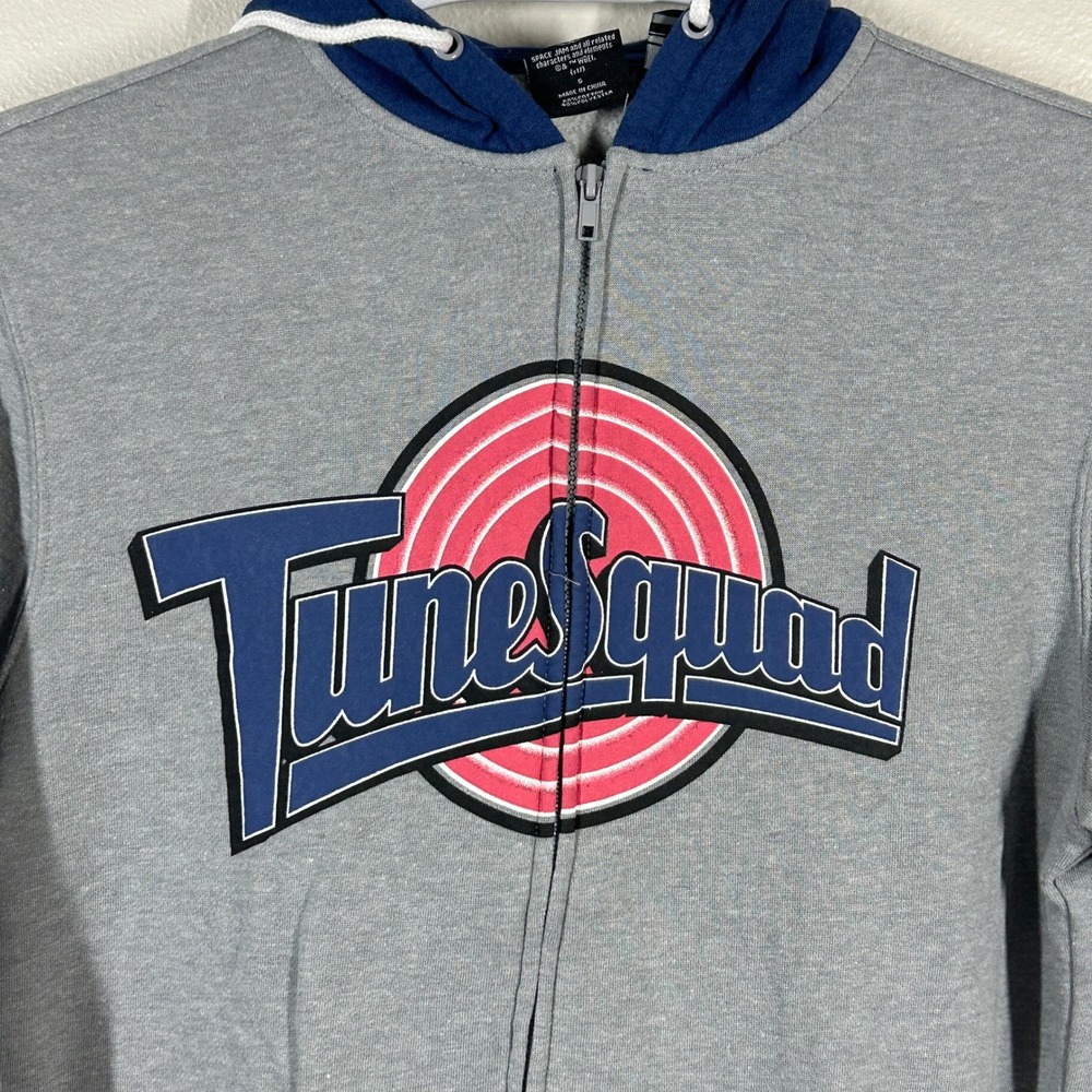 Space Jam Tune Squad BoxLunch Mens Gray Navy Blue Full Zip Hoodie Small